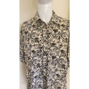 Pierre Cardin VTG. Cotton Blk, Grey, Cream SS Shirt, Tropical  Elephant Prt,  XX